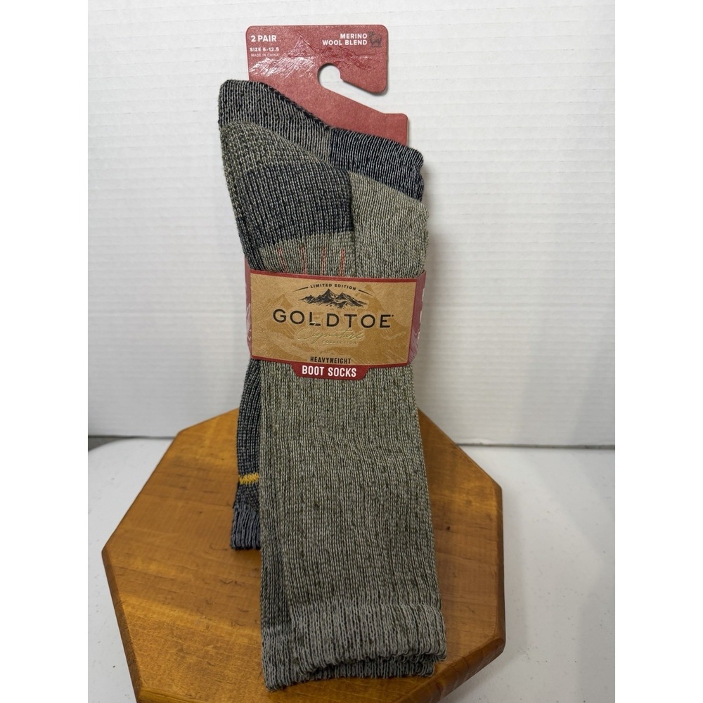 Gold‎ Toe Signature Heavyweight Boot Socks Merino Wool Blend 2 Pair Size 6-12.5